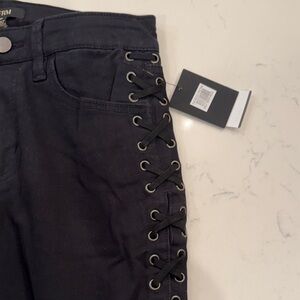 Black Lace-Up Women Jeans